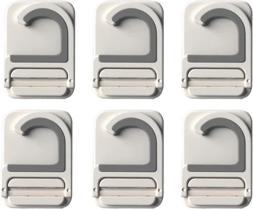 Miniatura 8 de Paquete de 2 soportes de pared para escobas con correa de almacenamiento resistente de 13 pulgadas, 5 ranuras y 4 ganchos, soporte para escoba