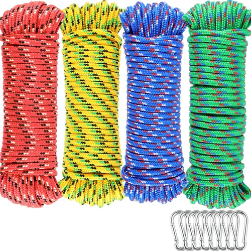 Miniatura 12 de Wellmax Cuerda de nailon trenzada de diamante con tratamiento UV y resistente a la intemperie, paquete de 2 unidades de 1/4 pulgadas x 100 pies