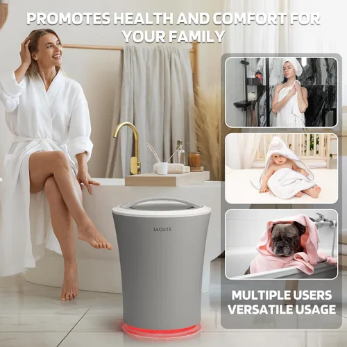 Miniatura 7 de Lagute Calentador de toallas de 20L para baño, temporizador de 3 niveles, alarma de advertencia y luz RGB, apagado automático, cubo calefactable