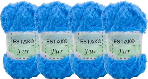 Miniatura 15 de Estako Piel 100% poliéster, suave, súper grueso, esponjoso, pelo sintético, hilo de tejer y ganchillo, 3.52 oz (100gr) 71 yardas (213.3 ft)