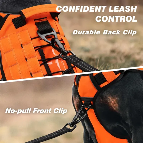Miniatura 5 de WINGOIN - Arnés táctico para perros grandes, ajustable, reflectante, K9, para perros pequeños, arnés de servicio, con asa para caminar, senderismo