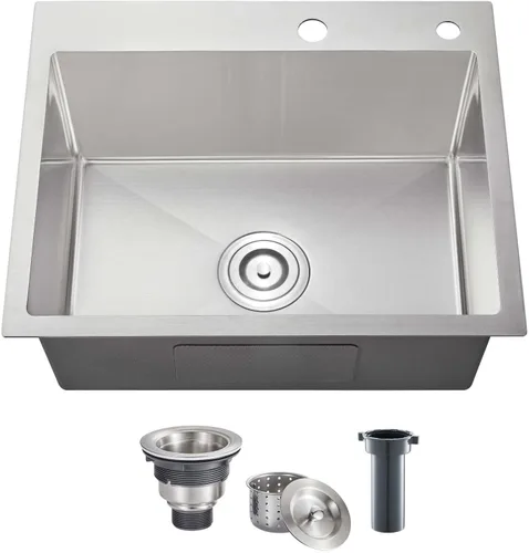 Miniatura 14 de POPFLY Fregadero de cocina de 20×16 pulgadas con caída, fregadero de cocina de acero inoxidable calibre 18 sobremontado de un solo cuenco, pequeño