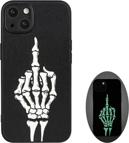 Miniatura 15 de X spirit Funda de teléfono de calavera para iPhone 13, dedo medio, diseño gótico luminoso de esqueleto genial oscuro y con estilo emo, estilo rock n
