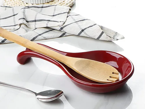 Miniatura 4 de ONEMORE Soporte de cuchara de cerámica para estufa – Soporte extra ancho resistente al calor para utensilios y herramientas de encimera de cocina