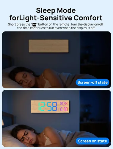 Miniatura 7 de Reloj de Pared Digital Grande de 18.5" con Control Remoto, Relojes Digitales con Pantalla LED Grande con Luz Nocturna, Alarma, Cuenta Regresiva