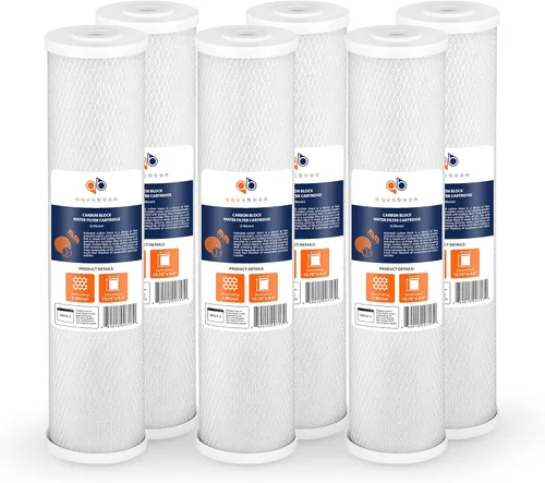 Aquaboon Filtro de agua de 4.5 x 20 pulgadas, bloque de carbono de 5 micras, cartucho de repuesto de filtro de agua, gran capacidad para filtración