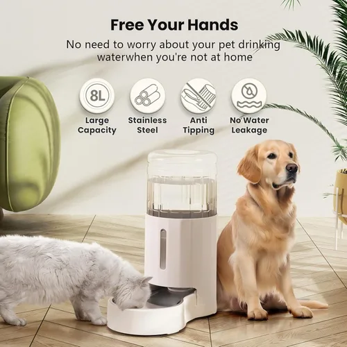Miniatura 2 de CZPET Dispensador automático de agua de 7L para perros y gatos con cuenco de acero inoxidable, dispensador de agua por gravedad, 100% libre de BPA
