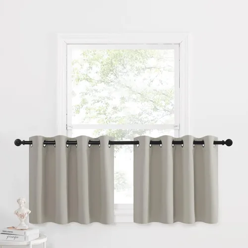 Miniatura 196 de NICETOWN Cortinas opacas de cocina para ventana sobre el fregadero, aislamiento térmico, decoración del hogar, pequeños niveles opacos con ojales