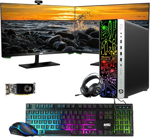Miniatura 13 de TechMagnet Computadora HP G3 RGB Intel i5-6ª generación, gráficos AMD RX 550, 32 GB de RAM, SSD de 512 GB, MTG nuevo monitor dual curvado de 24