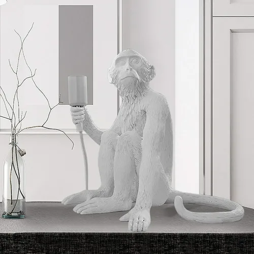 Miniatura 5 de Lámparas de escritorio de resina con diseño de mono moderno, iluminación creativa de mesa con cable enchufable para sala de estar, dormitorio