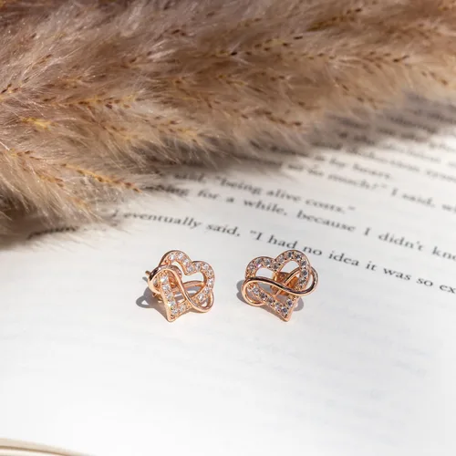 Miniatura 8 de Sash & Soph Aretes de circonita cúbica de corazón infinito, aretes de corazón brillante para mujer, aretes de plata de ley 925 para mujer