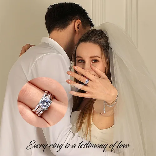 Miniatura 2 de Jeulia - Anillo de plata de ley con circonitas intercambiables para mujer, para boda, compromiso, aniversario