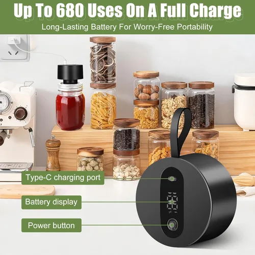 Miniatura 4 de Kit de sellado al vacío de tarros Mason eléctrico, máquina automática de sellado de parada para almacenamiento de alimentos, sellador de tarros