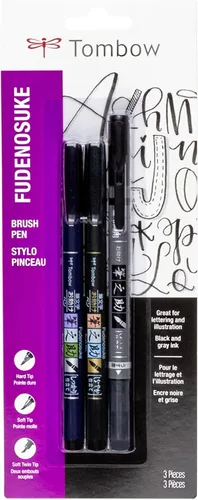 Miniatura 9 de Tombow 56437 Fudenosuke Neon Brush Pen, paquete de 6 bolígrafos de punta dura Fudenosuke en varios colores neón para caligrafía y dibujos artísticos