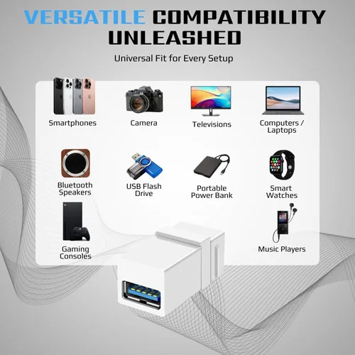 Miniatura 2 de TNP USB 3.0 Keystone Jack Insert - Conector USB Keystone hembra a hembra adaptador compatible con Superspeed USB 3.0 y puerto USB 2.0 para panel