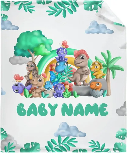 Manta con nombre de bebé con diseño de dinosaurios, regalos para amantes de los dinosaurios, niñas, niños, adolescentes y adultos, mantas de