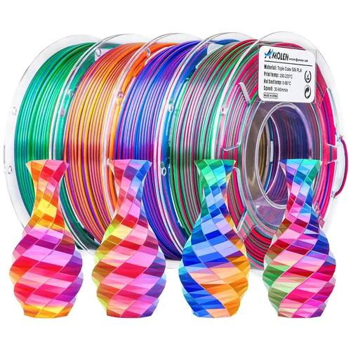 Miniatura 43 de AMOLEN Paquete de filamento PLA de seda para impresora 3D de 4.4 lbs, paquete de ácido poliláctico de doble color de 0.069 in, filamento PLA