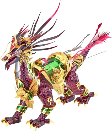 Miniatura 9 de Piececool - Kits de modelo 3D de metal - Rey Dragón Negro, rompecabezas 3D para armar para adultos, rompecabezas de destreza mental
