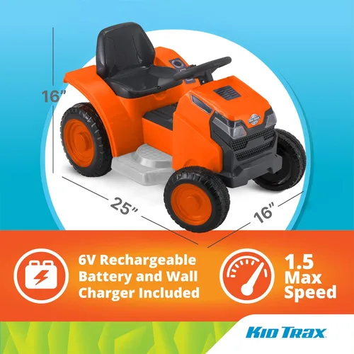 Miniatura 6 de Kid Trax Mow & Go - Corta-césped eléctrico para niños pequeños, 6 voltios, niños de 1.5 a 2.5 años, peso máximo del usuario 44 libras, naranja