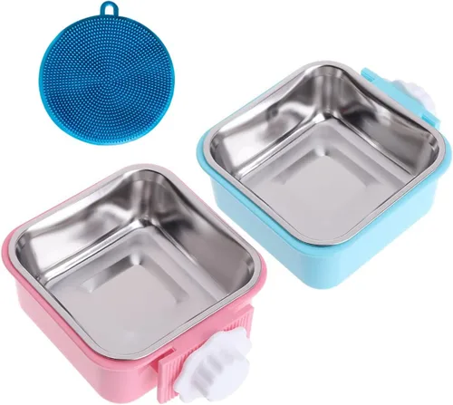Miniatura 8 de Love Dream Cuencos colgantes para perros y gatos, comedero de agua para alimentos y alimentos con cuencos extraíbles de acero inoxidable y soporte