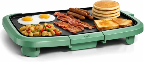 Miniatura 8 de COOK WITH COLOR Plancha eléctrica de 1200 W, superficie antiadherente para panqueques, hamburguesas, huevos y más, control de temperatura extraíble