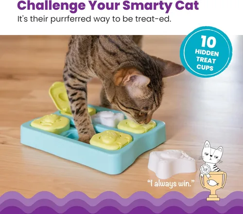 Miniatura 2 de Catstages Kitty Cube Juguete Rompecabezas Interactivo de Premios para Gatos, Azul