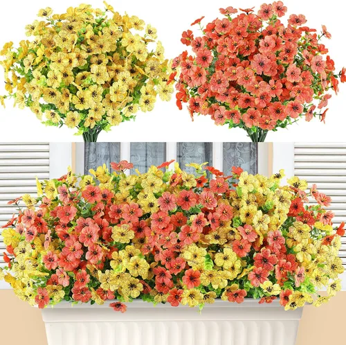 Miniatura 78 de AmyHomie 16 paquetes de flores artificiales de eucalipto negro para exteriores, resistentes a los rayos UV, flores sintéticas que no se decoloran