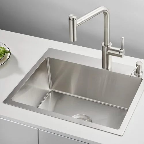 Miniatura 2 de POPFLY Fregadero de cocina de 20×16 pulgadas con caída, fregadero de cocina de acero inoxidable calibre 18 sobremontado de un solo cuenco, pequeño