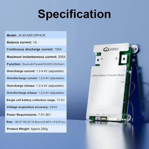 Miniatura 2 de JK BMS Smart BMS 3S-8S 100A 1A Balanceador activo JK-B1A8S10P-HCRPB JK BMS para LiFePO4 Li-ion LTO baterías con Bluetooth RS485 CAN función