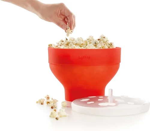 Tazón Lekue para preparar palomitas de maíz en horno microondas/Utensilio para preparar palomitas de maíz, color rojo