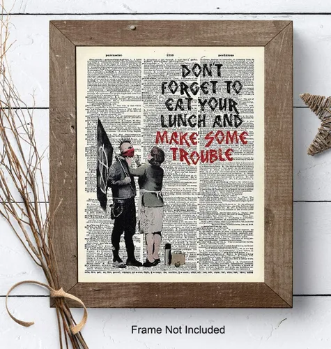 Miniatura 7 de Banksy Make Some Trouble - Impresión artística de pared en la foto de la página de diccionario, es un gran regalo para decoración del hogar, sala