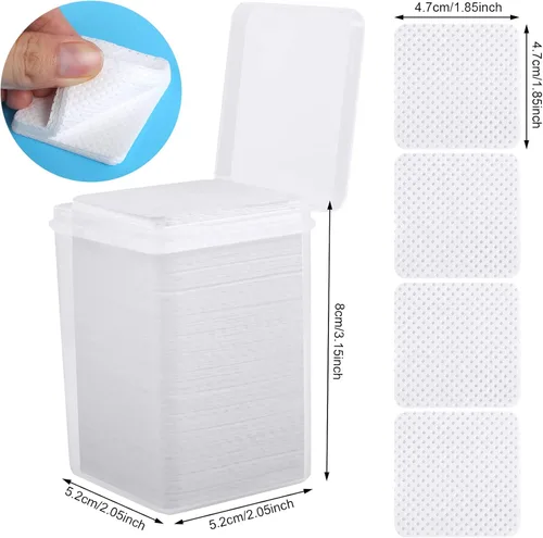 Miniatura 2 de 400 Almohadillas de Algodón para Uñas, 1 Botella Dispensadora con Bomba Desplegable, Toallitas Súper Absorbentes y Suaves de Tela No Tejida
