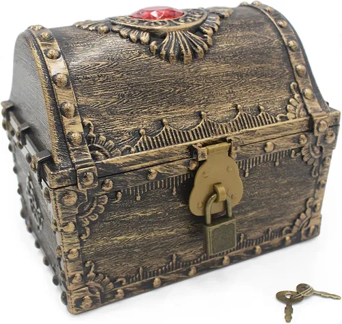 Cofre del tesoro para niños, cofre de pirata de juguete de plástico decorativo, caja de almacenamiento de colección de tesoros del profesor con