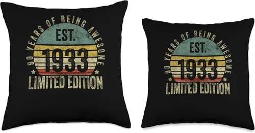 Miniatura 3 de Vintage 90 Year Old Est 1933 Limited Edition 90th Birthday Throw Pillow