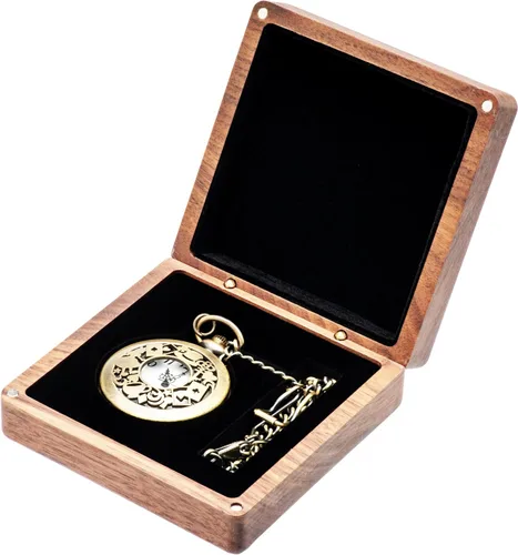 COSISO Caja de regalo de reloj de bolsillo de madera de nogal, portátil, de un solo bolsillo, organizador de viaje para hombres y mujeres (contiene