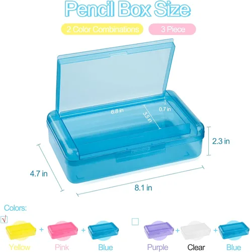 Miniatura 2 de Meiikun Caja de lápices, cajas de lápices de gran capacidad, 2 compartimentos, estuche rígido con tapa hermética, caja organizadora de Amarillo