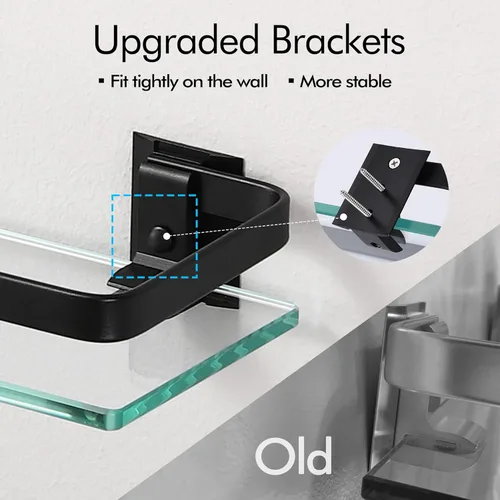 Miniatura 4 de KES Estante de pared de baño de aluminio extra grueso vidrio templado rectangular 1 nivel cesta montado en la pared negro, A4126A-BK Plateado