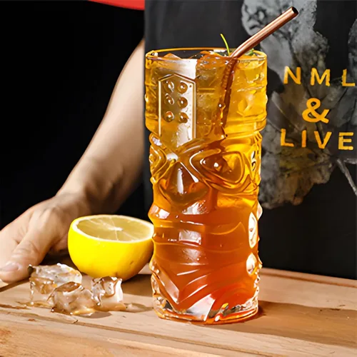 Miniatura 8 de Okllen Paquete de 8 tazas Tiki de plástico, tazas de cóctel Tiki transparentes de 16 onzas, vasos trapicales elegantes para bar moderno, fiesta