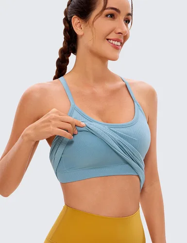 Miniatura 4 de CRZ YOGA - Camisetas deportivas para mujer, sin mangas, sin costuras, con espalda cruzada y brasier incorporado, camisetas para entrenamiento