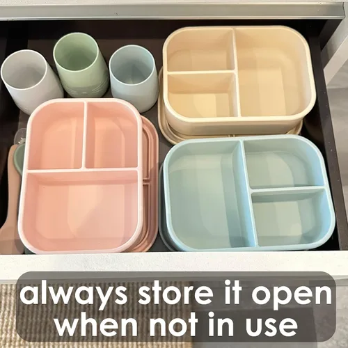 Miniatura 6 de Ali+Oli Caja de Bento de Silicona (Azul) Lonchera para Niños, Pequeños, Preescolares y Adultos Sin BPA y a Prueba de Derrames Ideal para Escuela