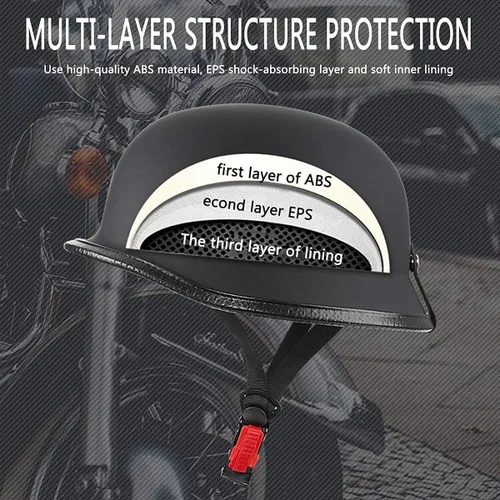Miniatura 3 de Casco de motocicleta de estilo alemán vintage, casco delgado para adultos, hombres y mujeres, novedoso casco de media cara aprobado por DOT, casco