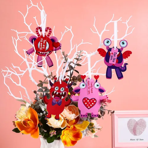 Miniatura 6 de Sumind 48 juegos de manualidades para el día de San Valentín para bricolaje, actividades de San Valentín, adornos colgantes de papel