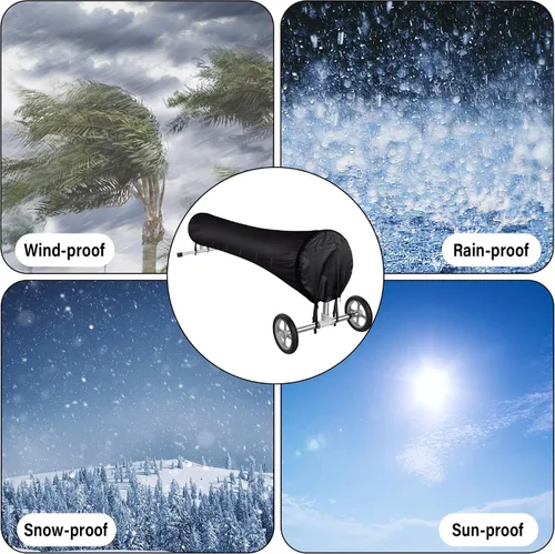 Miniatura 4 de Tlswshsy Cubierta de carrete solar para piscina, cubierta de carrete de manta protectora solar de 16 pies, cubierta de carrete de invierno