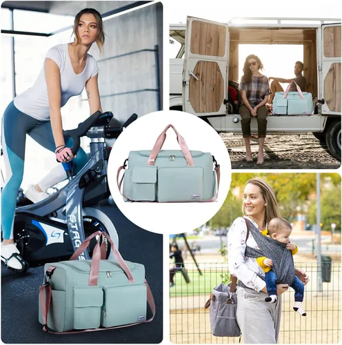 Miniatura 7 de FIORETTO - Bolsa de deporte para mujer con compartimento para zapatos, capacidad de 37 litros, ideal para viajes, gimnasio, deportes, fines de semana
