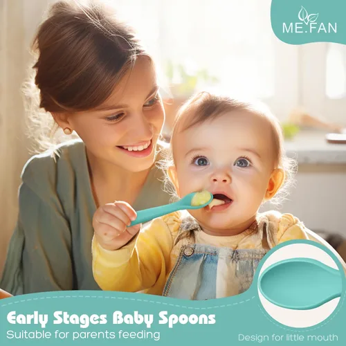 Miniatura 6 de ME.FAN Cucharas de silicona para bebé, paquete de 6 cucharas de alimentación para bebés y bebés, niños pequeños, color brillante