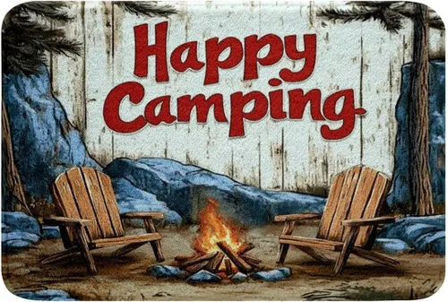 Miniatura 31 de Erosebridal Happy Camping - Tapete de baño para cámper, autocaravana, auto, alfombra de baño marrón de granja 3D, alfombra de baño con patas