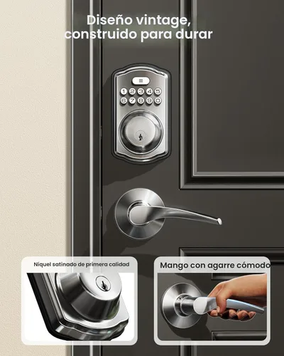 Miniatura 3 de Veise Cerradura de puerta de entrada sin llave con 2 manijas de palanca, cerrojo electrónico para teclado, juego de cerradura digital inteligente
