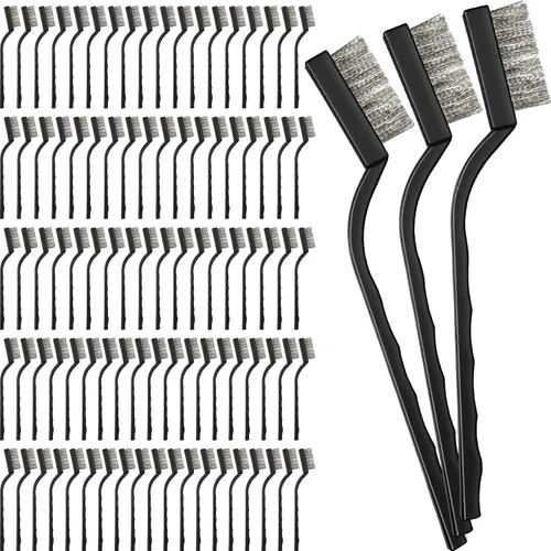 Miniatura 7 de Zhehao 90 Pcs Mini Wire Brushes Set for Cleaning Small Stainless Metal Brush Scrub Masonry Brass Wire Curved Handle for Cleaning Welding Slag Rust