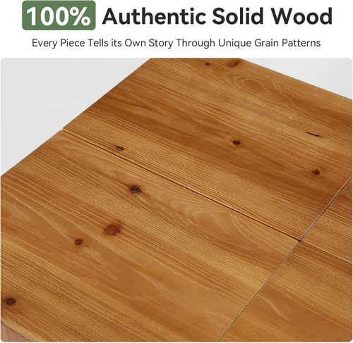 Miniatura 6 de Mesa auxiliar rectangular de madera maciza de 47 pulgadas, mesa central de granja con veta de madera natural, construcción resistente sin tambaleo