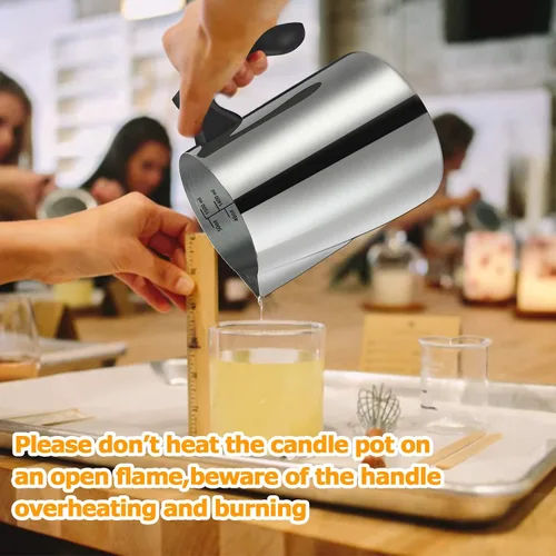 Miniatura 6 de BBAXI - Olla para hacer velas y verter, 1500 ML/50 OZ, jarra para verter velas, olla para hacer velas de acero inoxidable 304 con mango resistente